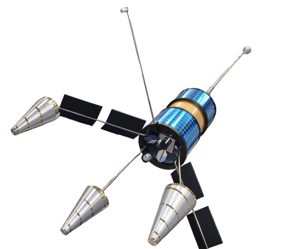 Laser Links Between Satellites Move Orbital Data Faster A communications satellite orbiting Earth with solar panels extended above the planet's curved horizon.